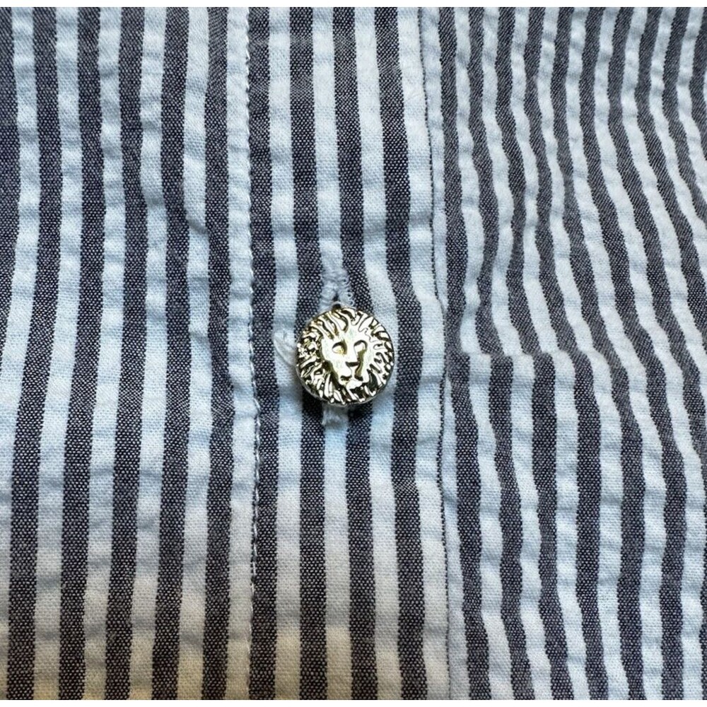 Anne Klein Blue & White Searsucker Collared Sleeveless Button-Up Top Womens XL - Picture 5 of 9